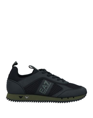 Ea7 Man Sneakers Dark Green Size 8.5 Soft Leather, Textile Fibers