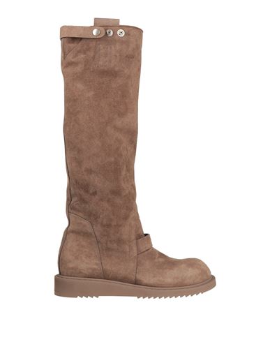 Rick Owens Man Knee Boots Khaki Size 11 Soft Leather In Beige