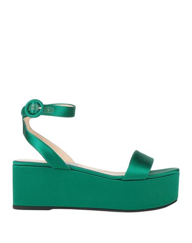 Prada Woman Sandals Emerald Green Size 6.5 Textile Fibers