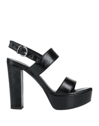 Lorenzo Mari Woman Sandals Black Size 6 Soft Leather