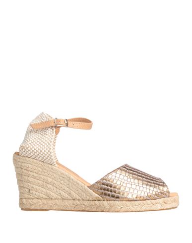 Shop Kanna Woman Espadrilles Gold Size 10 Soft Leather, Textile Fibers