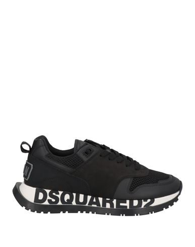 Dsquared2 Woman Sneakers Black Size 9 Soft Leather, Textile Fibers