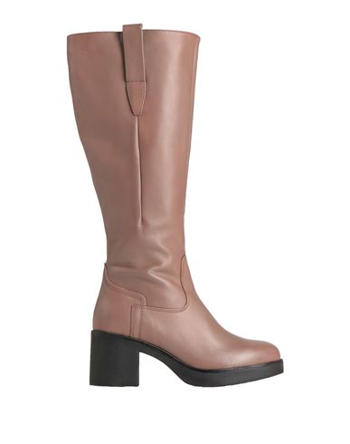 Paola Ferri Woman Knee Boots Light Brown Size 11 Soft Leather In Beige