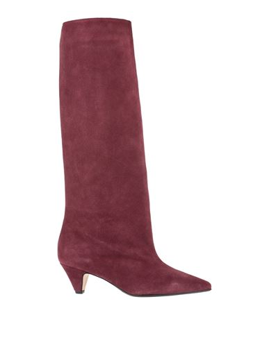 Anna F. Woman Knee Boots Burgundy Size 8 Soft Leather In Red