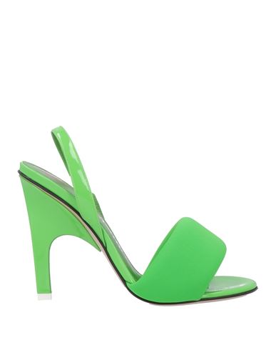 Attico The  Woman Sandals Green Size 6 Textile Fibers, Soft Leather