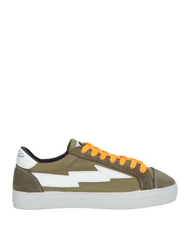 Shop Sanyako Woman Sneakers Military Green Size 6.5 Soft Leather, Textile Fibers