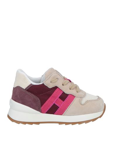 Shop Hogan Toddler Girl Sneakers Beige Size 10c Soft Leather, Textile Fibers