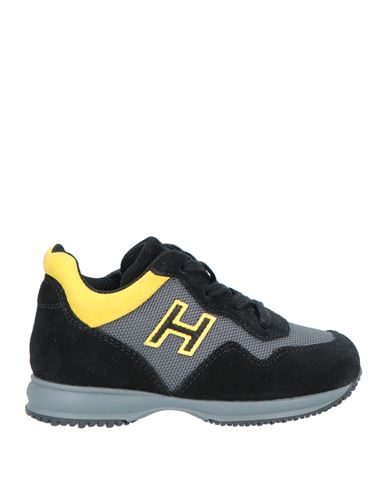 Shop Hogan Toddler Boy Sneakers Black Size 10c Soft Leather, Textile Fibers