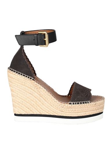 Shop See By Chloé Woman Espadrilles Dark Brown Size 8 Soft Leather