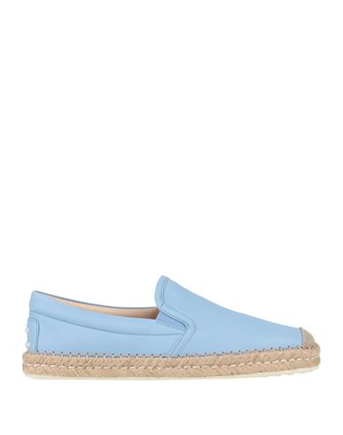 Shop Tod's Woman Espadrilles Azure Size 8 Soft Leather In Blue