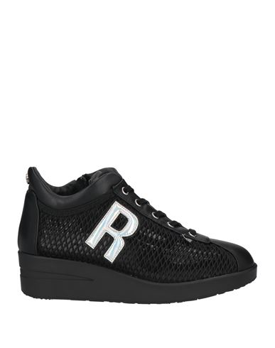 Rucoline Woman Sneakers Black Size 8 Soft Leather, Textile Fibers