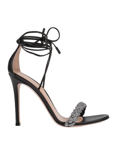 Gianvito Rossi Woman Sandals Black Size 8 Soft Leather, Crystal