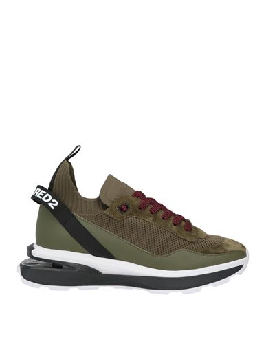 Shop Dsquared2 Man Sneakers Military Green Size 8 Textile Fibers