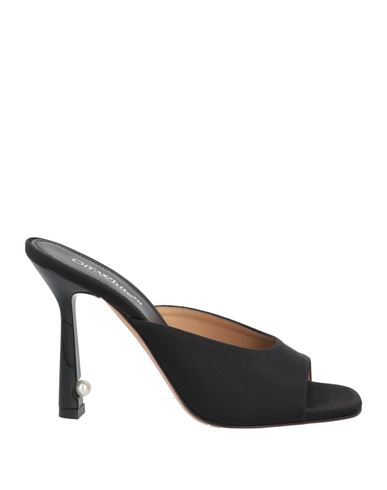 Off-white Pointed Linen Blend Lollipop Mules Heel 11 Cm In Black