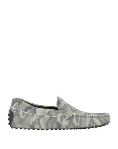 Tod's Man Loafers Military Green Size 8 Textile Fibers, Soft Leather