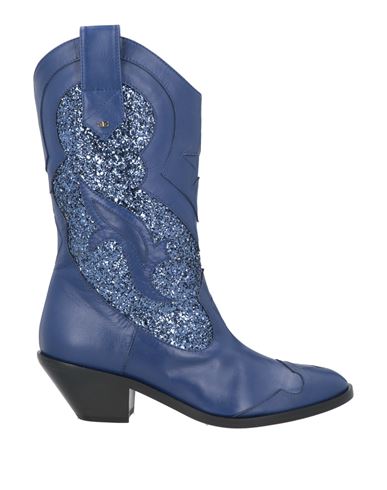 Elisabetta Franchi Woman Ankle Boots Blue Size 7 Soft Leather