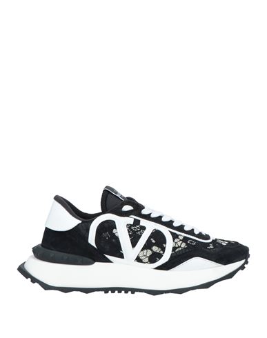 Valentino Garavani Woman Sneakers Black Size 6 Soft Leather, Textile Fibers