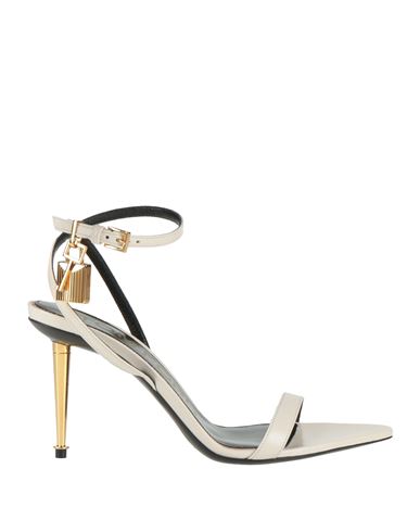 Tom Ford Woman Sandals White Size 7.5 Goat Skin, Zamak, Steel In White