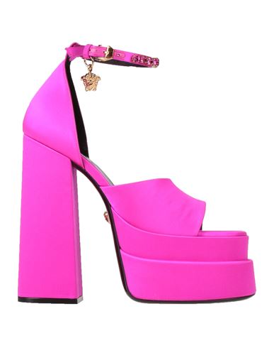 Versace Woman Sandals Fuchsia Size 7.5 Textile Fibers In Pink