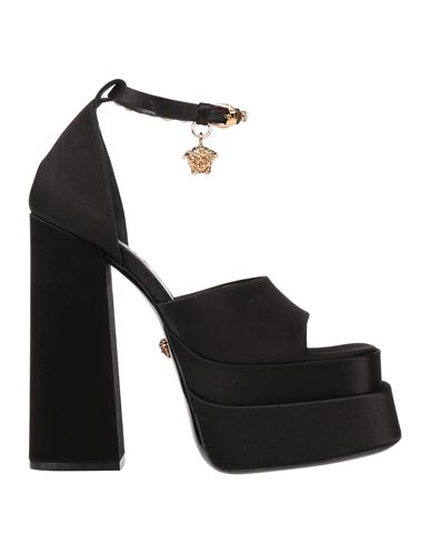 Versace Woman Sandals Black Size 8 Textile Fibers