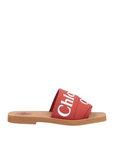 Chloé Woman Sandals Brick Red Size 10 Textile Fibers