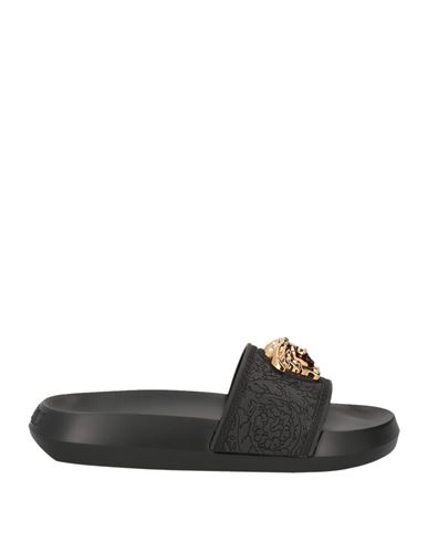 Versace Medusa Head Plaque Slides In Black