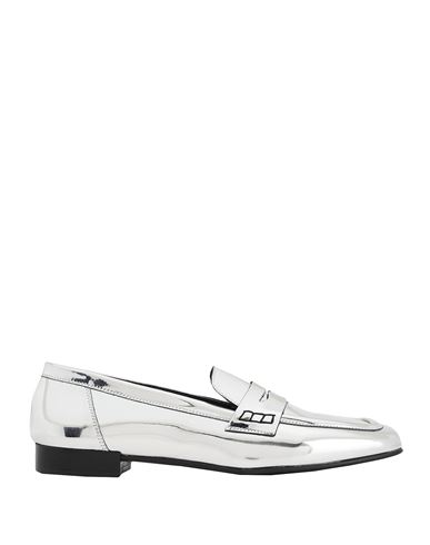 8 By Yoox Laminated Effect Penny Loafers Woman Loafers Silver Size 8 Polyurethane, Polyester, Viscos