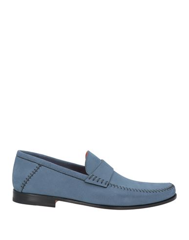 Santoni Man Loafers Slate Blue Size 9 Leather
