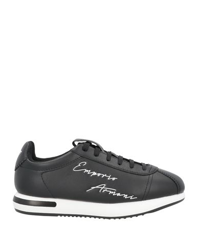 Emporio Armani Woman Sneakers Black Size 10.5 Bovine Leather