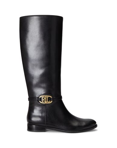 Lauren Ralph Lauren Bridgette Burnished Leather Tall Boot Woman Knee Boots Black Size 9.5 Bovine Lea