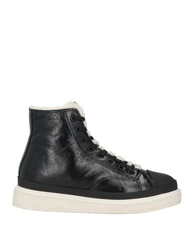 Emporio Armani Woman Sneakers Black Size 6.5 Soft Leather, Rubber
