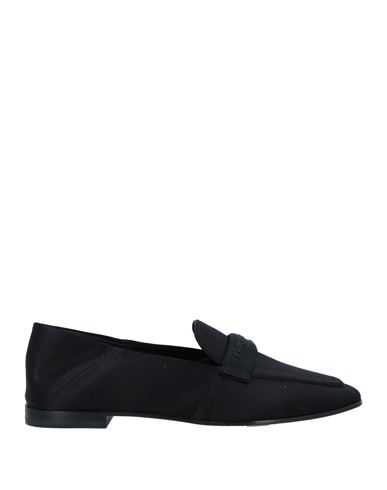 Emporio Armani Woman Loafers Black Size 5.5 Viscose, Silk