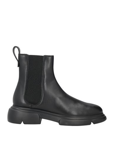 Emporio Armani Woman Ankle Boots Black Size 7.5 Bovine Leather, Polyester, Elastane