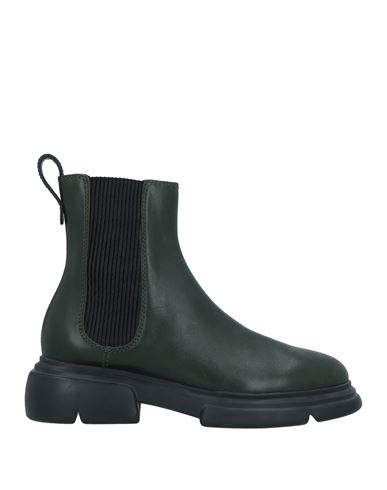 Emporio Armani Woman Ankle Boots Dark Green Size 5.5 Bovine Leather, Polyester, Elastane