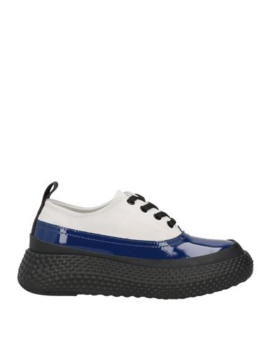Emporio Armani Woman Sneakers Blue Size 5.5 Soft Leather, Textile Fibers