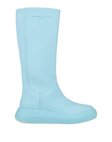 Emporio Armani Woman Knee Boots Sky Blue Size 6.5 Rubber