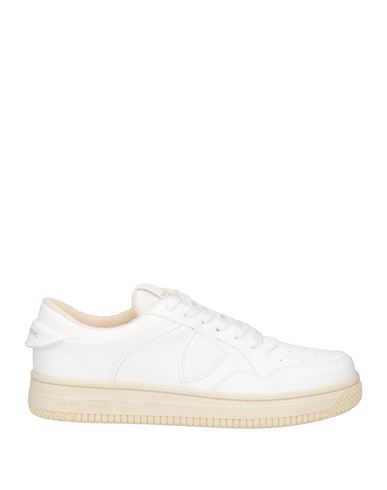 PHILIPPE MODEL ACBC X PHILIPPE MODEL WOMAN SNEAKERS WHITE SIZE 11 SOFT LEATHER, TEXTILE FIBERS