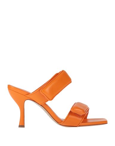 Gia Borghini Woman Sandals Orange Size 7.5 Soft Leather