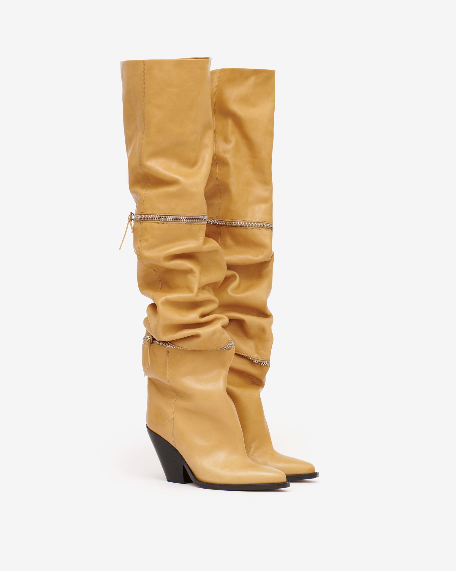 Isabel Marant, Lelodie Leather Thigh-high Boots - Women - Orange