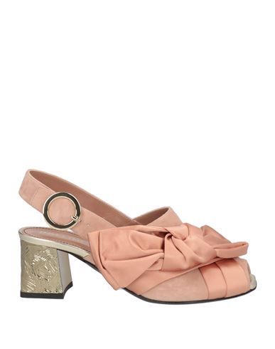 Pollini Woman Sandals Blush Size 6.5 Soft Leather, Textile Fibers In Pink