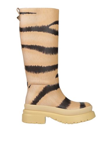 Valentino Garavani Woman Knee Boots Sand Size 9 Soft Leather In Beige