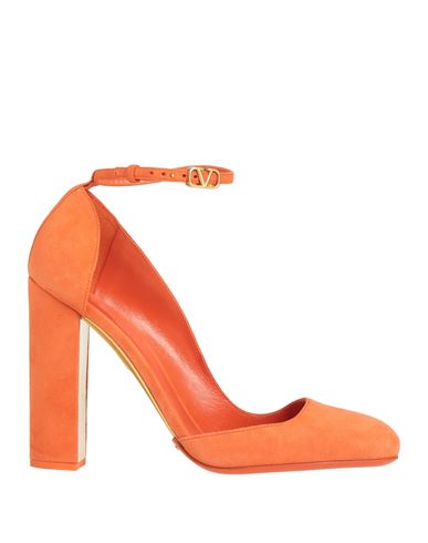 Valentino Garavani Woman Pumps Orange Size 7 Soft Leather In Orange
