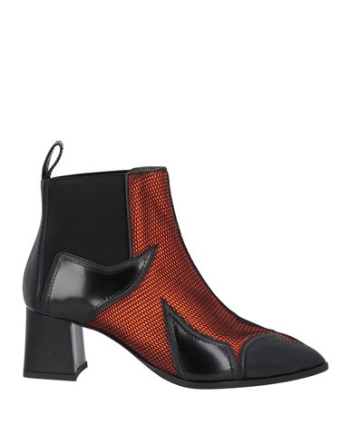 Pollini Woman Ankle Boots Orange Size 7.5 Soft Leather, Textile Fibers