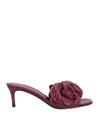 Shop Valentino Garavani Woman Sandals Burgundy Size 7.5 Soft Leather In Red