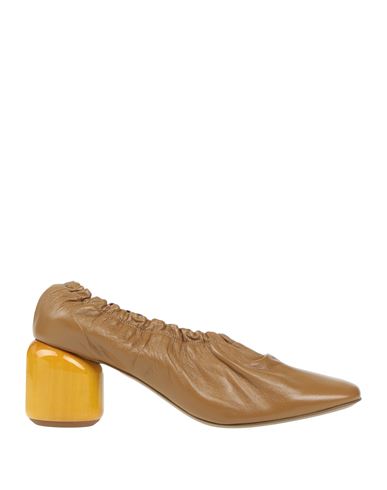 Shop Jil Sander Woman Pumps Camel Size 6 Soft Leather In Beige
