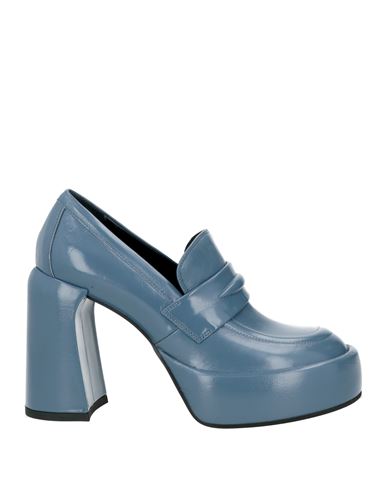 Shop Elena Iachi Woman Loafers Slate Blue Size 8 Soft Leather