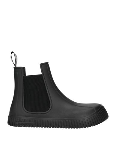 Emporio Armani Man Ankle Boots Black Size 8.5 Rubber, Elastic Fibres