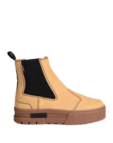 Puma Mayze Chelsea Suede Wn's Woman Ankle Boots Ocher Size 7 Soft Leather, Textile Fibers In Yellow