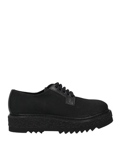 Emporio Armani Man Lace-up Shoes Black Size 9 Textile Fibers, Soft Leather