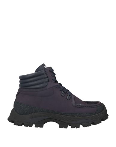 Emporio Armani Man Ankle Boots Deep Purple Size 8 Soft Leather, Textile Fibers
